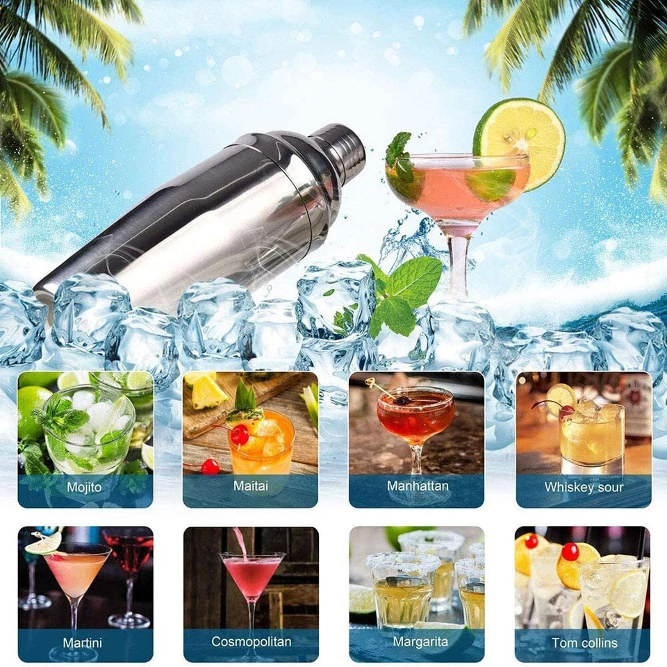 13Pcs Cocktail Shaker Set Mixer Martini Spirits Maker Bar Strainer Bartender Kit
