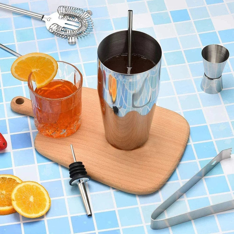 13Pcs Cocktail Shaker Set Mixer Martini Spirits Maker Bar Strainer Bartender Kit